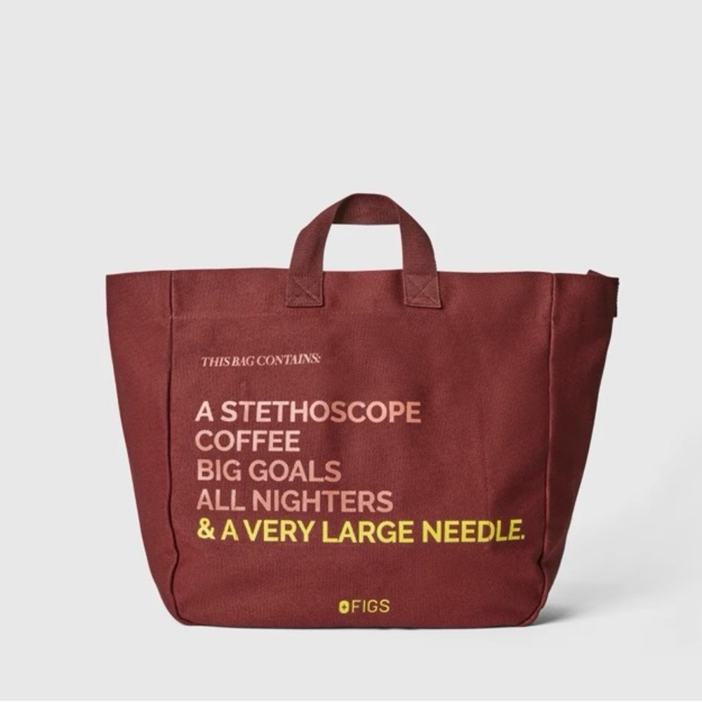 Figs a very large needle, tote bag walnut